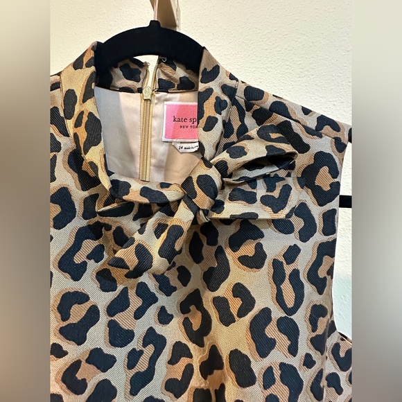 NWT Kate Spade New York Leopard Jacquard Knott Sleeveless Dress Sz14 - Picture 10 of 12
